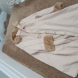 Elegant Cream Coat with Faux Fur Accents